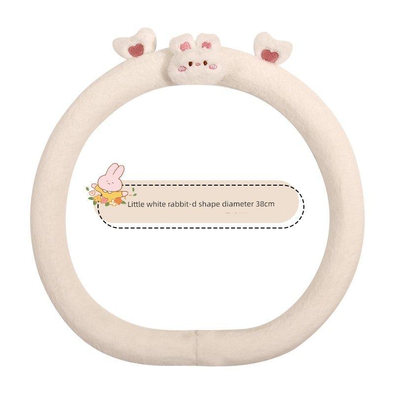 Car Steering Wheel Cover Summer Cartoon Cute Bear Short Plush Women's Steering Wheel Cover Universal for All Seasons Non-Slip and Warm