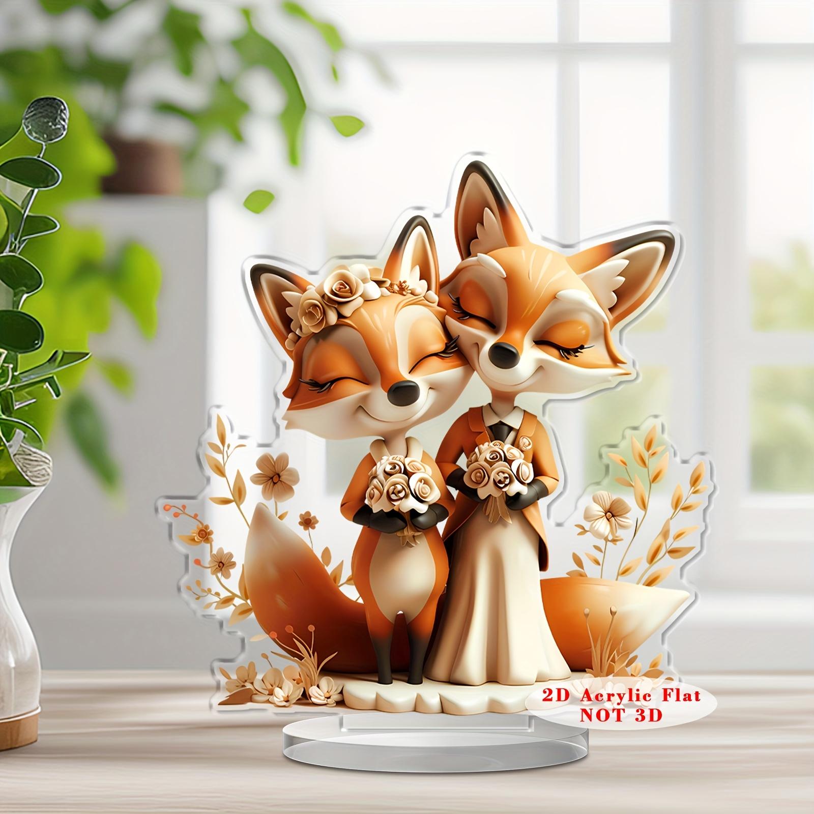 

2D Flat Acrylic Fox Decoration, Indoor and Outdoor Decoration - No Battery/electricity Required, Free Day Decoration, Shop Decoration, Durable Outdoor 15*14CM