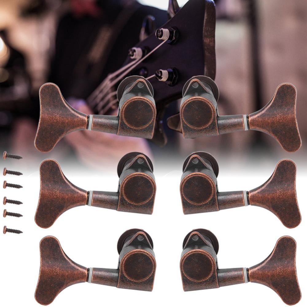 6PCS Fishtail Shaped Bass Tuning Key Pegs Metal Bass Parts Bass Tuners  Electric Bass Guitar