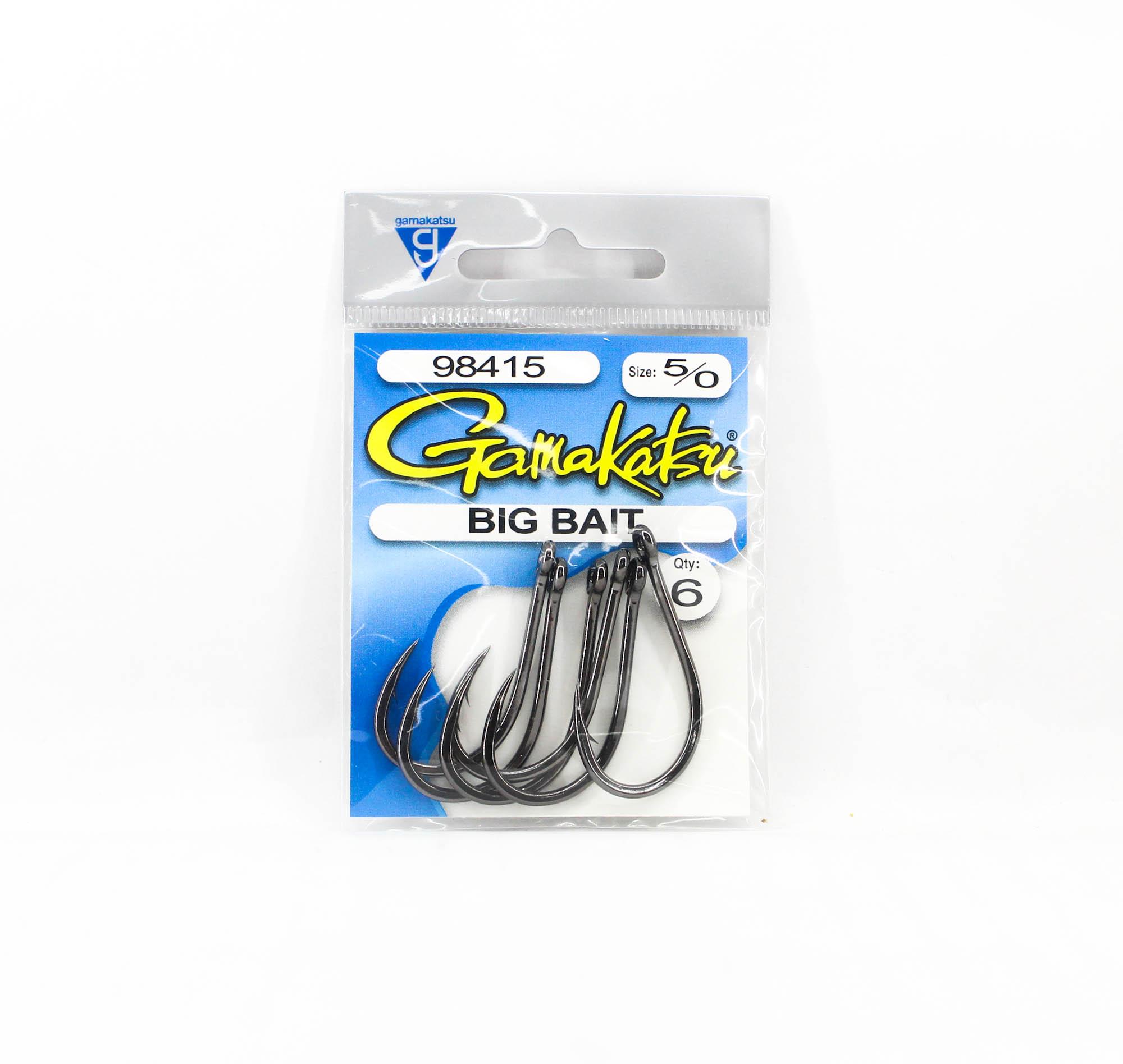 Gamakatsu 98415 Big Bait Hook NSB Size 5/0, 6 Per Pack (9243)