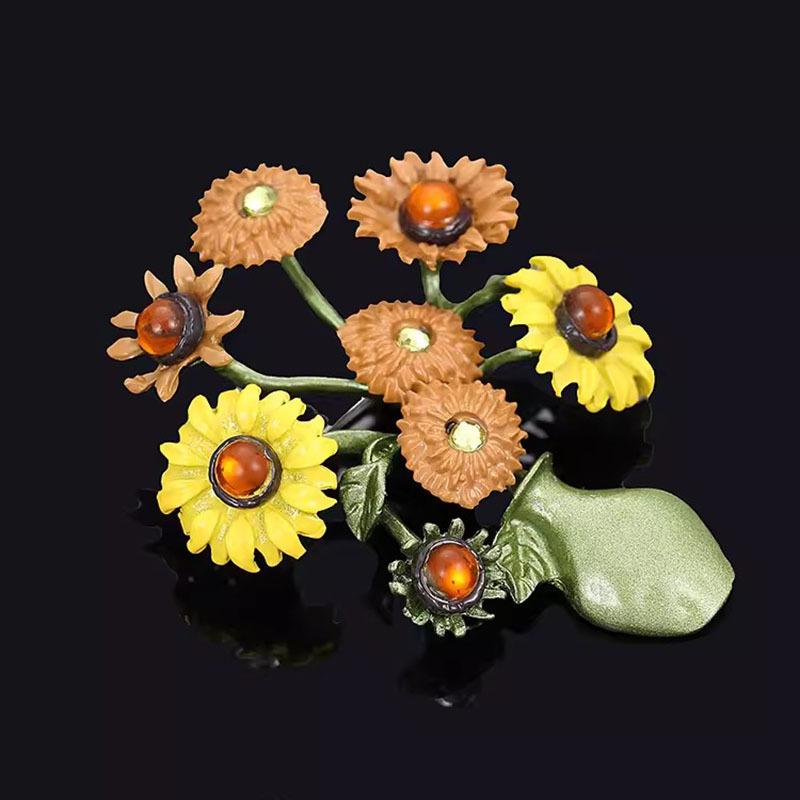 Retro High-end Van Gogh Sunflower Female Fashion Sense Brooch