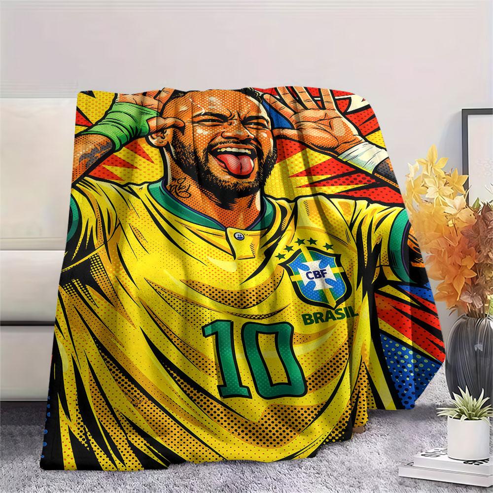 1PC Neymar Jr Patterned Flannel Blanket Suitable For All Seasons for Home Decor Warmth and Comfort Gifts Holiday Present