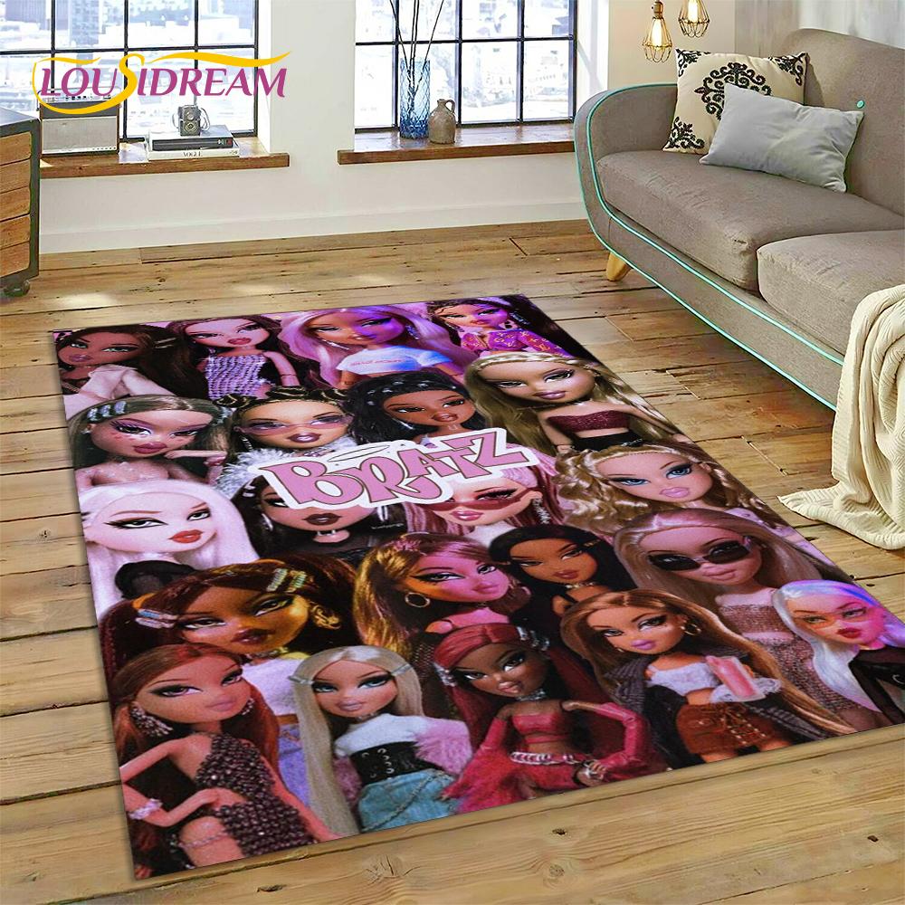 3D Cartoon Bratz Girlz Rock Game HD Carpet Rug for Home Living Room Bedroom Sofa Doormat Decor,kids Area Rug Non-slip Floor Mat