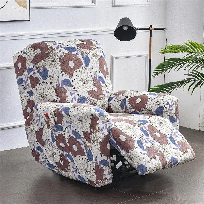 Nordic Flowers Recliner Sofa Covers Lazy Boy Elastic Sofa Protector Slipcover Relax Armchair Cover Lounge Home Pets Anti-Scratch