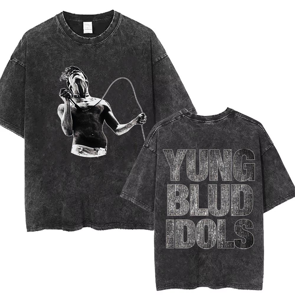 Gewaschenes Vintage Rockmusiker Yungblud Tour T-Shirt Herren Damen Retro Mode T-Shirt Männlich Lässig Übergroße T-Shirts Streetwear