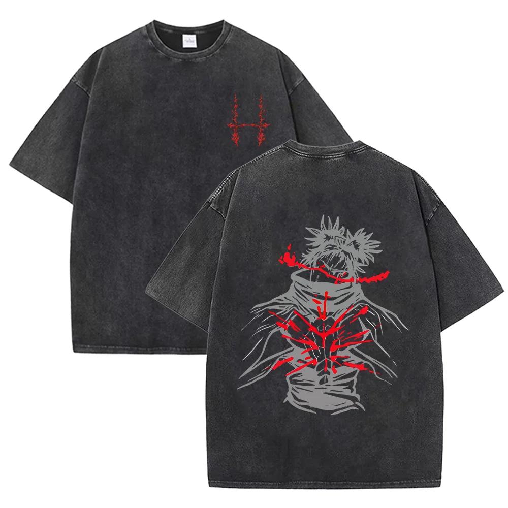 2026 Vintage Washed Black Abstract Skull Figure Graphic T Shirt Retro Dark Horror Print Oversized Casual Short Sleeve Tee