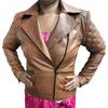 NOORA Womens  Brick Tan Colour Jacket | Cross Quilted Leather Jacket With Pocket & Multi Zip | Stylish Fashion Jacket | Biker Jacket | Western Style .