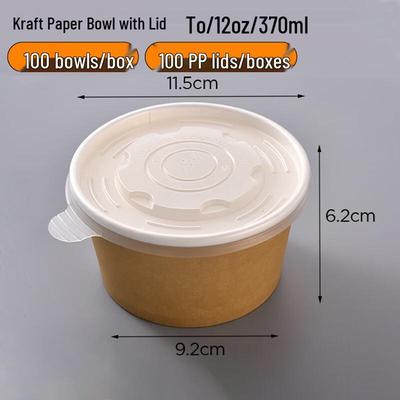 Disposable Kraft Paper Soup Bowl with Lid