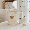 Korea 2024 Floral Embroidered Stroller & Diaper Bag - Cotton Storage for Outings