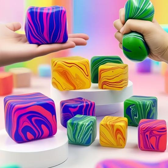 Pattern Cube Squeeze Toy Anxiety Relief Stress Ball Sensory Toy Decompression Stress