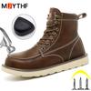 Hochwertige Arbeitsstiefel Sicherheitsschuhe Herren Wasserdichte Lederschuhe Stiefeletten Stahlkappenschuhe Durchtrittsichere Schutzschuhe