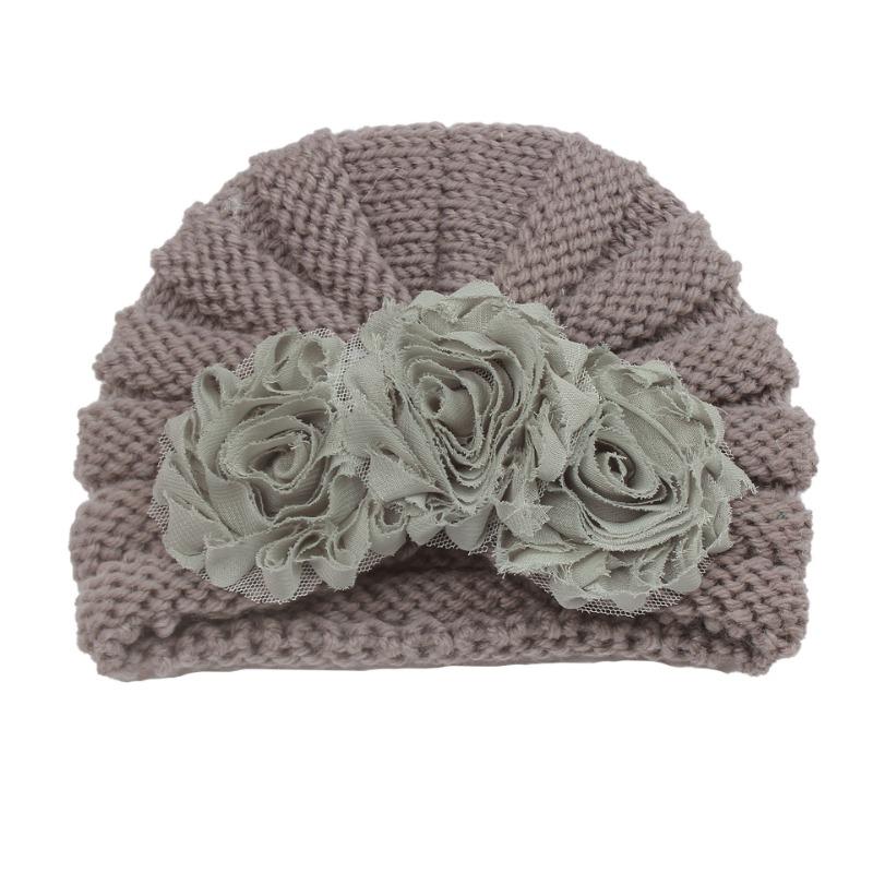 Winter new baby headgear children's flower knitted pullover cute warm baby hat