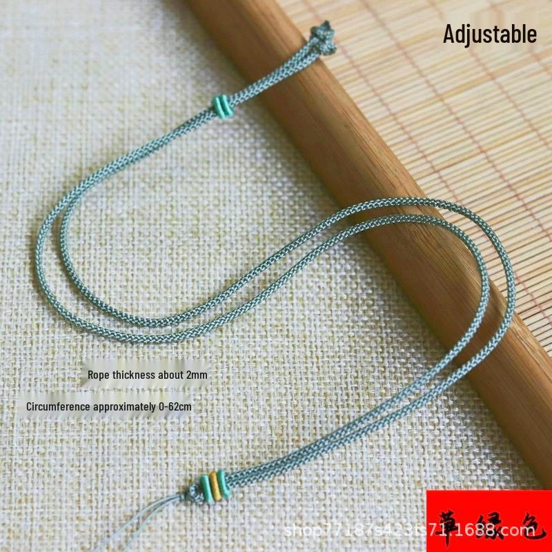 Adjustable Multi-Color Hand-Woven Jade Pendant Necklace Cord