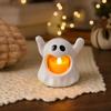 Halloween Ghost Candle Holder with LED Candle, Cute Tea Light Tabletop Decoration Holder, Spooky for Indoor Home Decor, Holiday Party Supplies Shaped