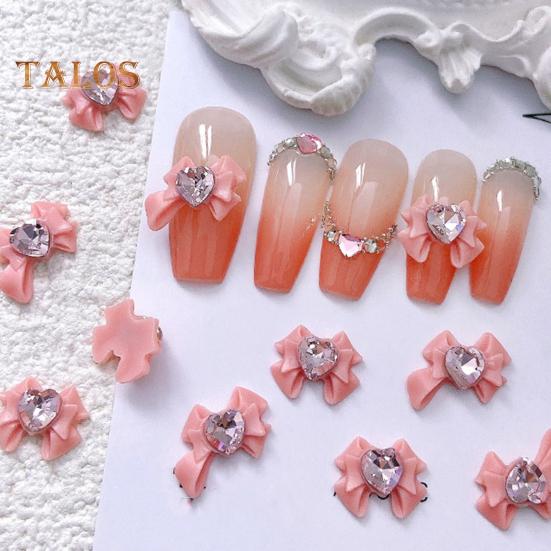 10Pcs Bow Nail Charms Dragon Heart Resin 3D Eco-friendly Nail Art Accessories for Beautiful And Charming Nails