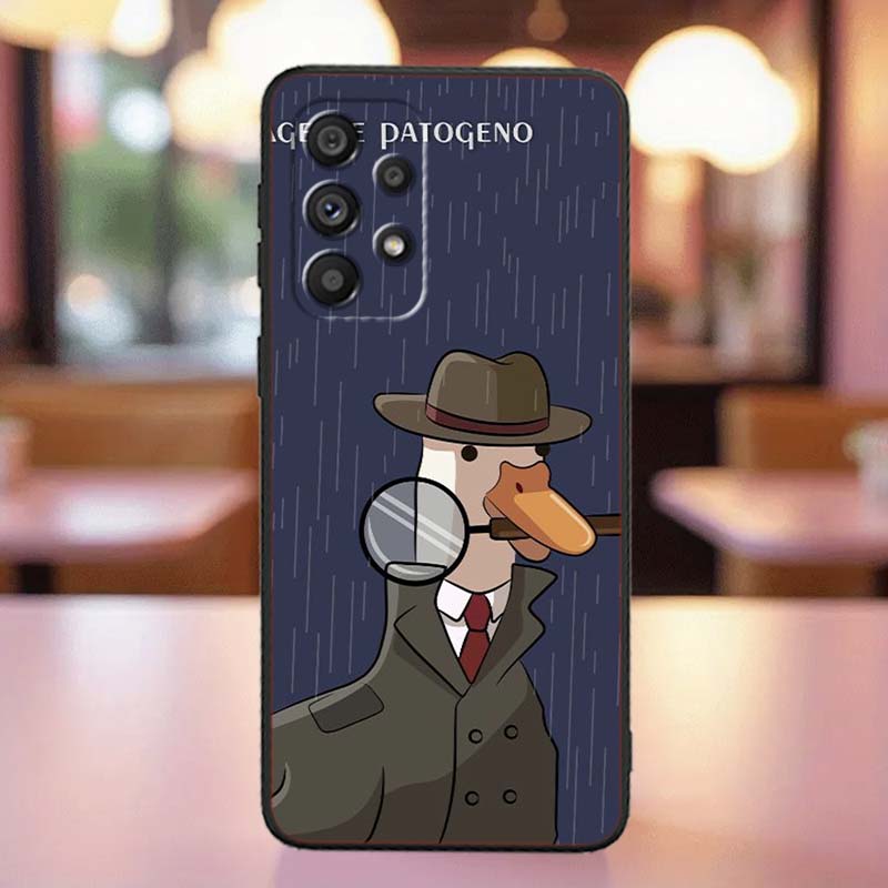 Cartoon Anime Entenmuster für Samsung A41 A35 A34 A33 A32 A25 A24 A23 A21s A06 A05 A04 A03 Note 10 20 Ultra 5G Schwarze Handyhülle
