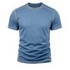 Men's Summer Short Sleeve T-Shirt Round Neck Patchwork Retro American Style Casual Tops