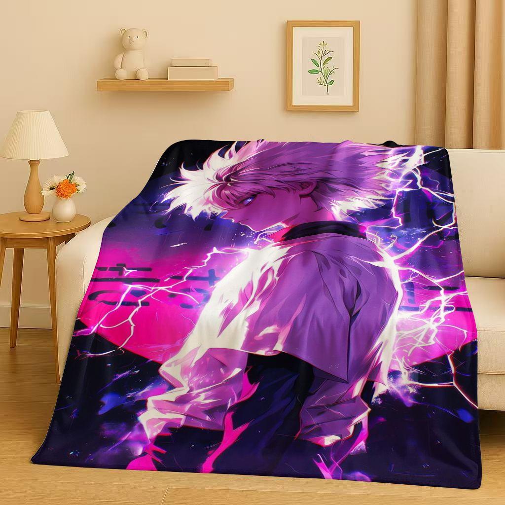 3D Anime Hunter X Hunter Killua Zoldyck Cartoon HXH Flannel Blanket,Ultra Soft Warm Plush Throw for Home Bedroom Bed Sofa Cover