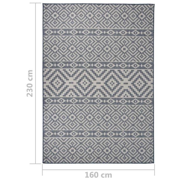 VidaXL Tapis à tissage plat d'extérieur 160x230 cm Rayures bleues