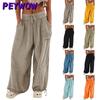Pantaloni e capris con stampa tinta unita casual alla moda da donna