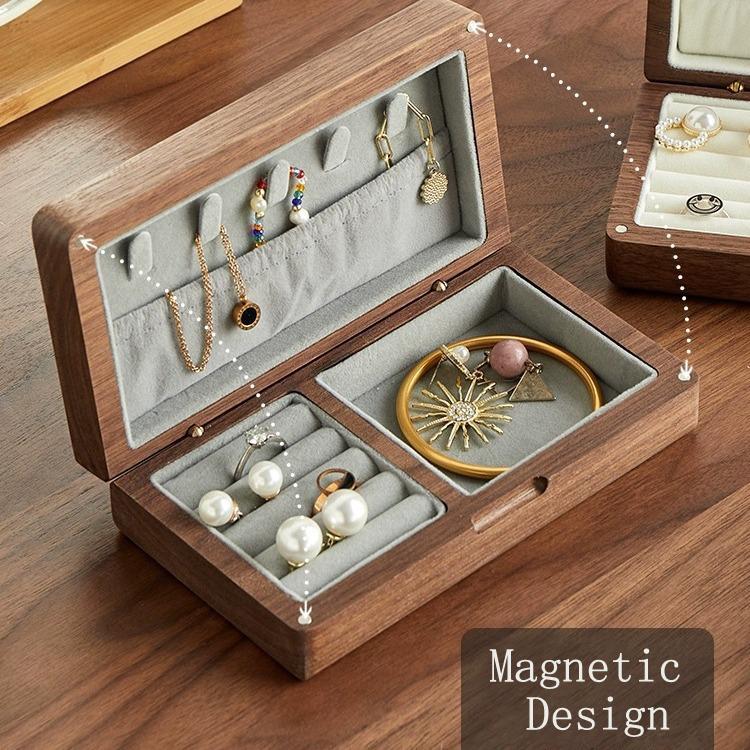 HeMu Solid Wood Jewelry Box Black Walnut Jewelry Box Jewelry Box Solid Wood Retro Storage Box Jewelry Box Wood Black Walnut Box