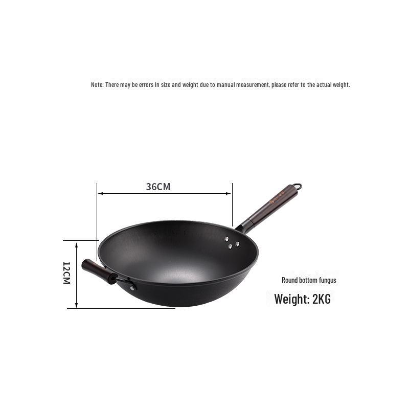 Luchuan Old-Fashioned Round & Flat Bottom Cast Iron Non-Stick Frying Pan for Gas Stoves