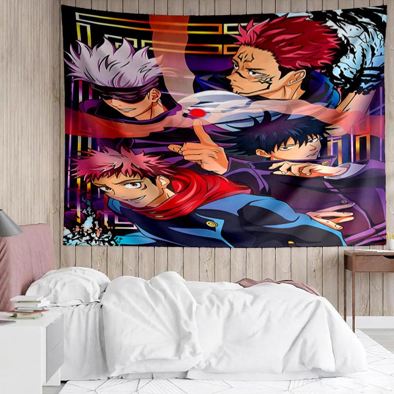 1PC Jujutsu Curse Battle K-pop Music Group Tapestry Accessories for Bedroom,Livingroom, Dormitory Room Wall Decor Fan Birthday Gifts