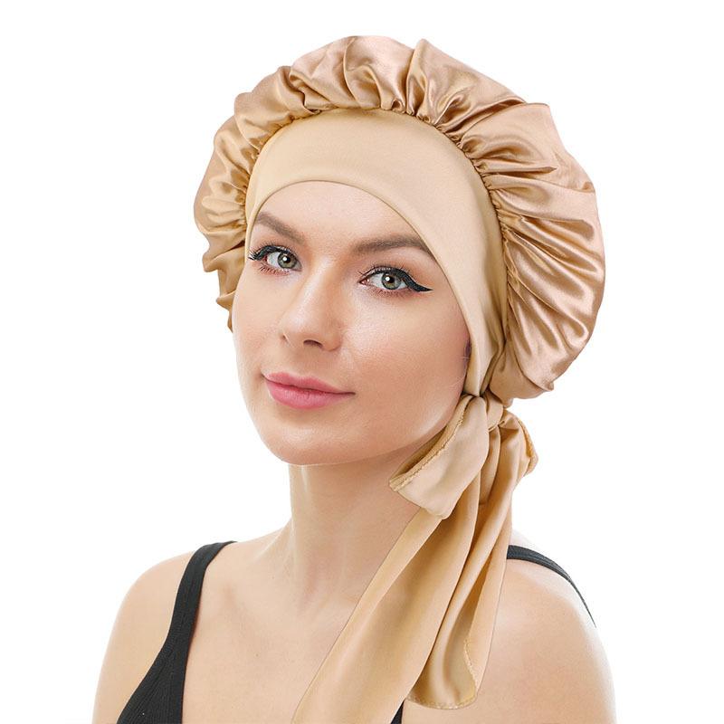Satin Streamer Round Hat, Nightcap, Women'S Headscarf Hat, Perm And Hair Care Hat Tjm-301-1