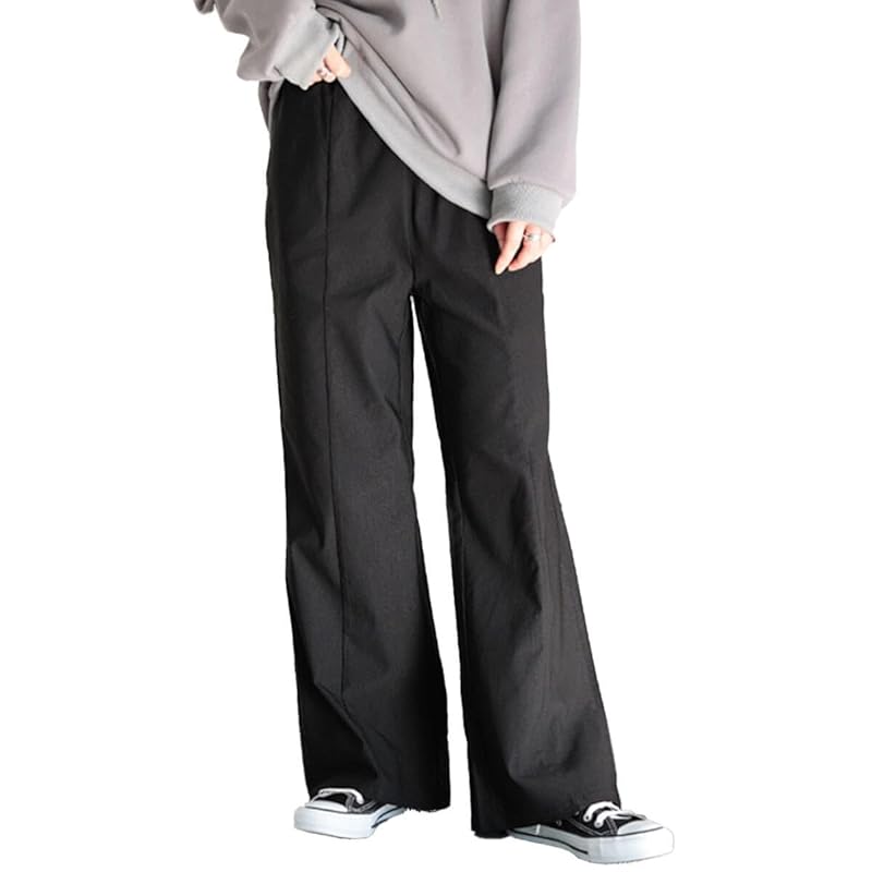 

[Gold Japan] big size ladies bottoms pants pants long flare center seam stretch waist elastic tog-1017 LL black