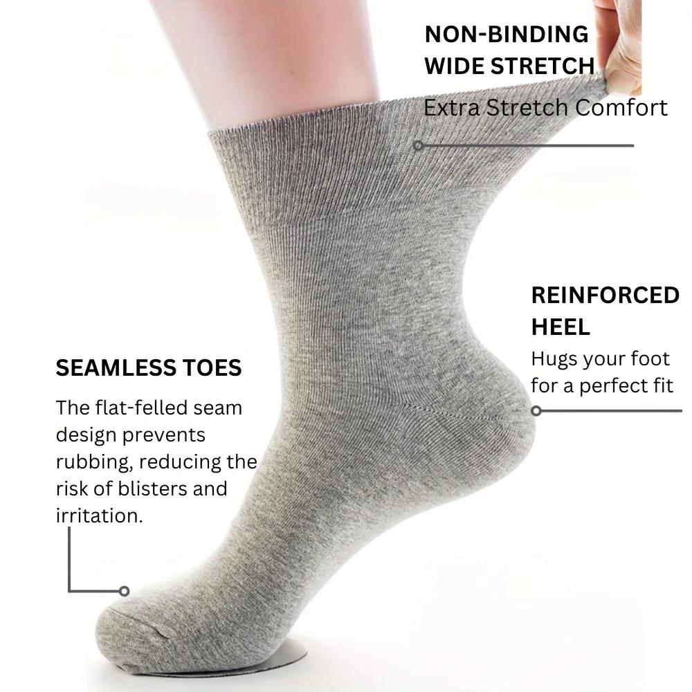 5 Pairs Women'S Non-Binding Diabetic Socks, Comfortable No-Restriction Footwear for Seniors & Pregnant Women