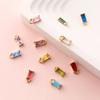 5 PCs Brass & Cubic Zirconia Birthstone Charms 18K Gold Plated Rectangle Mini Pendants For DIY Necklace Bracelet Making 9mm x4mm