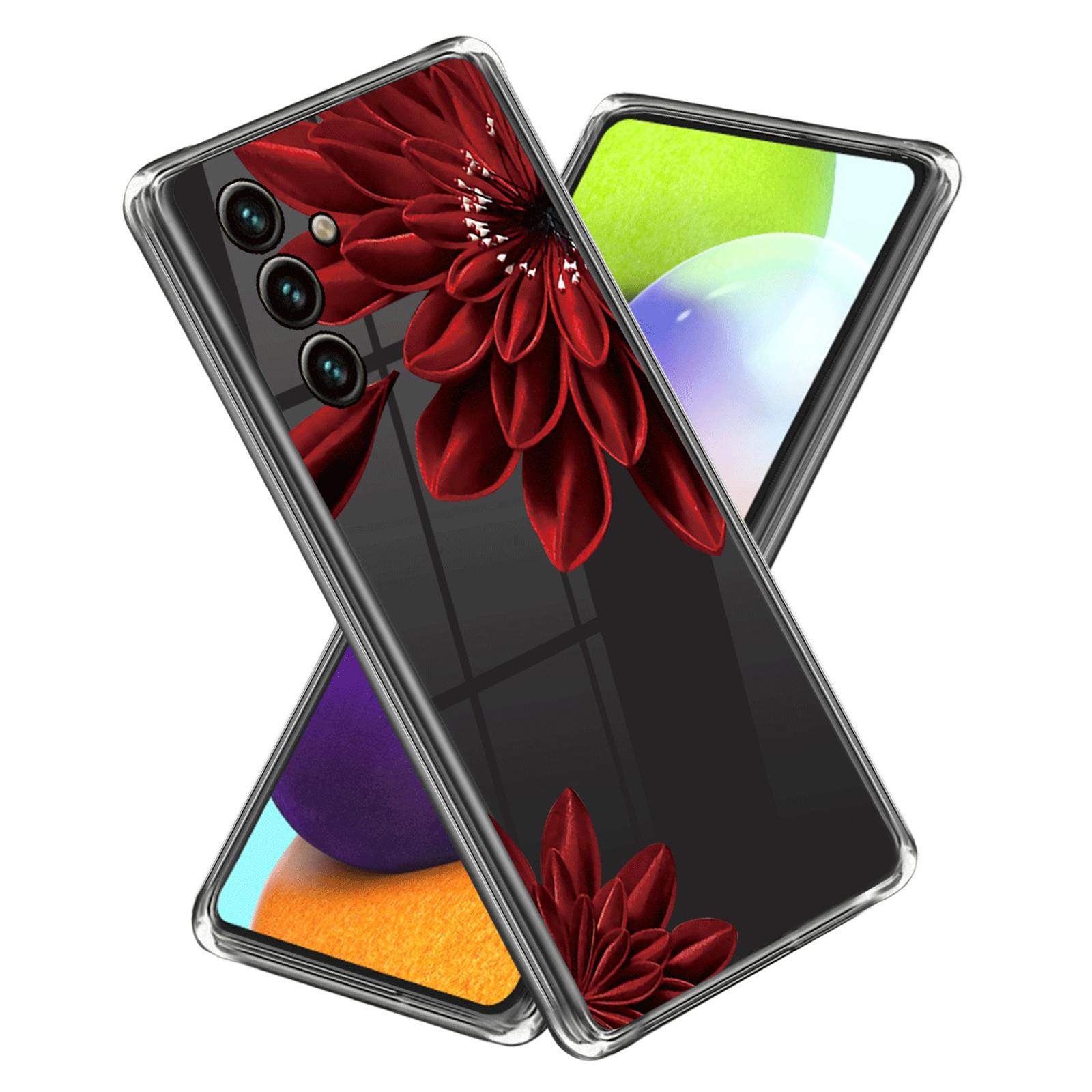 

For Samsung Galaxy A15 4G Soft TPU Cover Pattern Printing Phone Case Red Flower