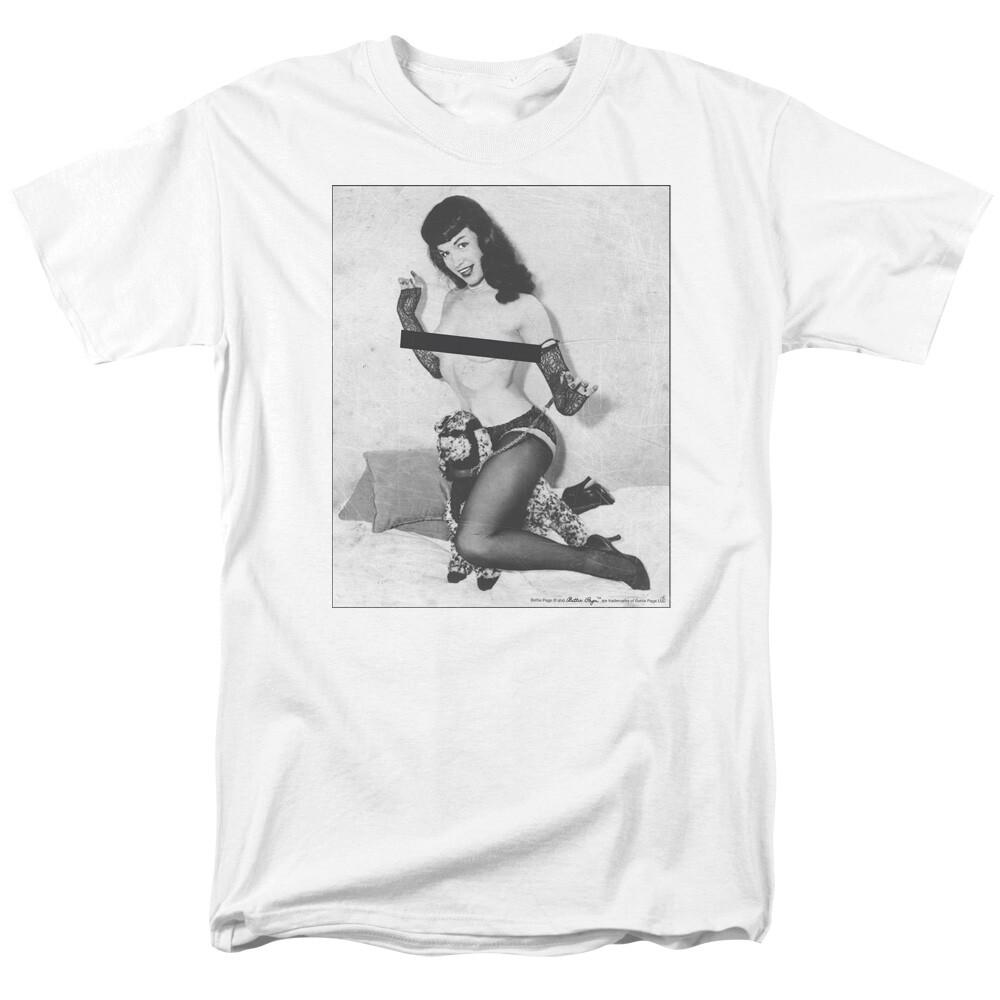 

Футболка Bettie Page Nice Puppy с лицензией 1950-х годов Королева пин-апа Модель Белая S