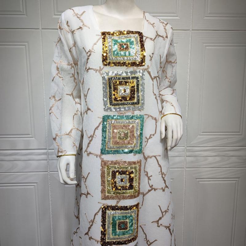 Muslim Women Embroidered Dubai Arabian Loose Dress Eid Robe
