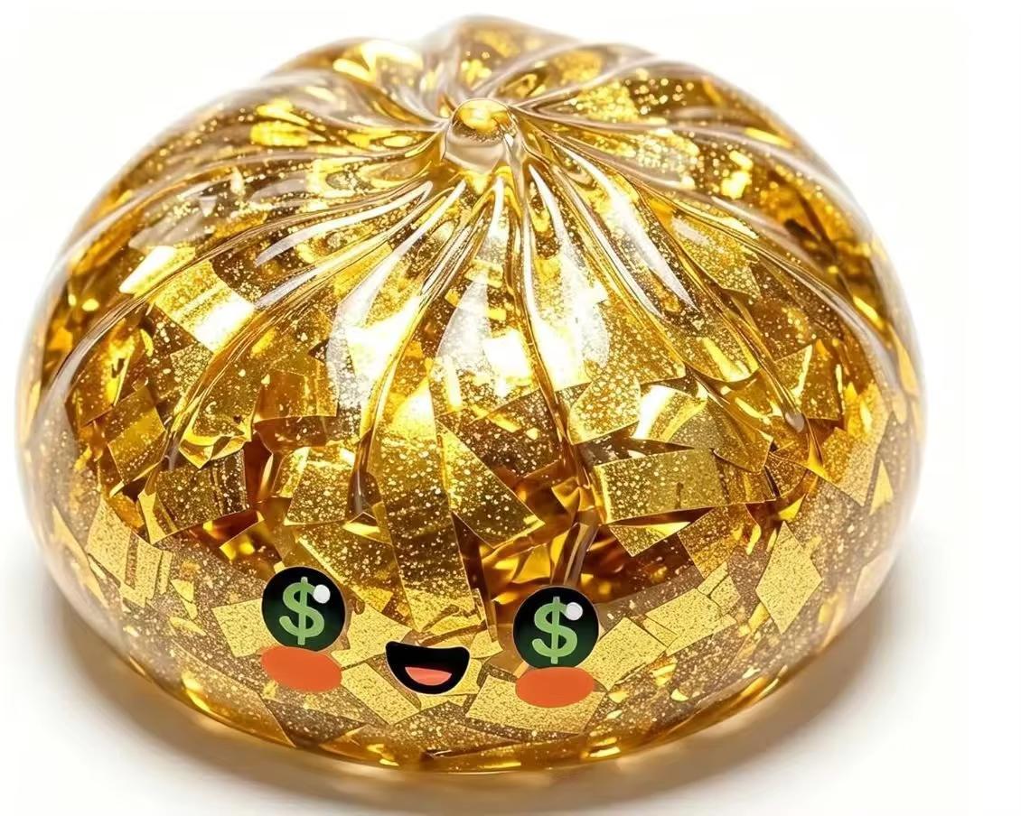 Karsts zelta mirdzošs pelmeņu squishy slēptais