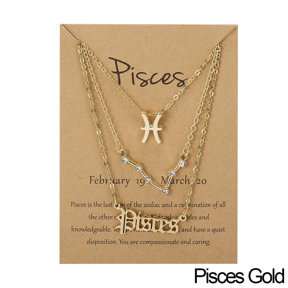 Fashion 12 Constellation Zodiac Star Sign Pendant Clear Zircon Women Necklaces Pisces Aries Taurus Horoscope Amulet Jewelry