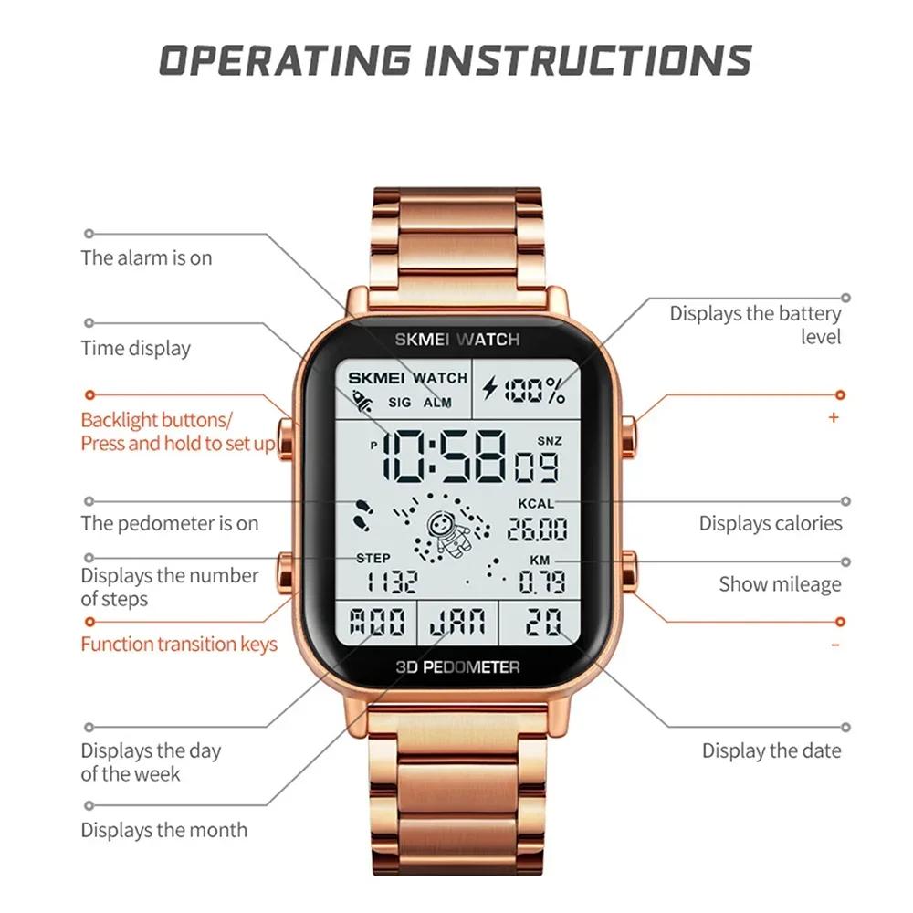 Skmei 1888 Calendar Clock Reloj Hombre Sport Pedometer Calorie Calculation Digital Watches Men Stopwatch Countdown Wristwatch