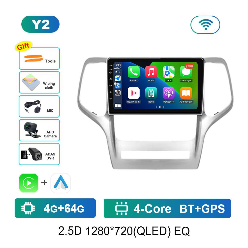 Bluetooth WiFi GPS Navigation Android System for Jeep Grand Cherokee 2008 - 2013 QLED Screen Car Radio Multimedia Player 4G