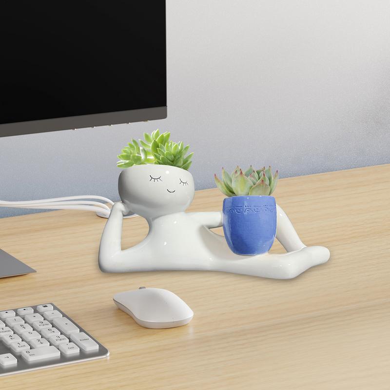 Unique Planter Resin Flowerpot With Drainage Design For Indoor Outdoor Garden Succulents Flowers Herbs Balcony Courtyard