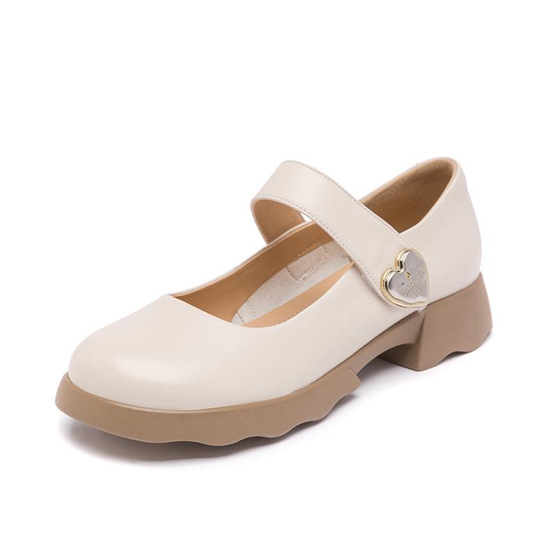 Women's Breathable Summer Low-Cut Leather Shoes, Thick Non-Slip Sole, Versatile Soft Mom Shoes SZ8123