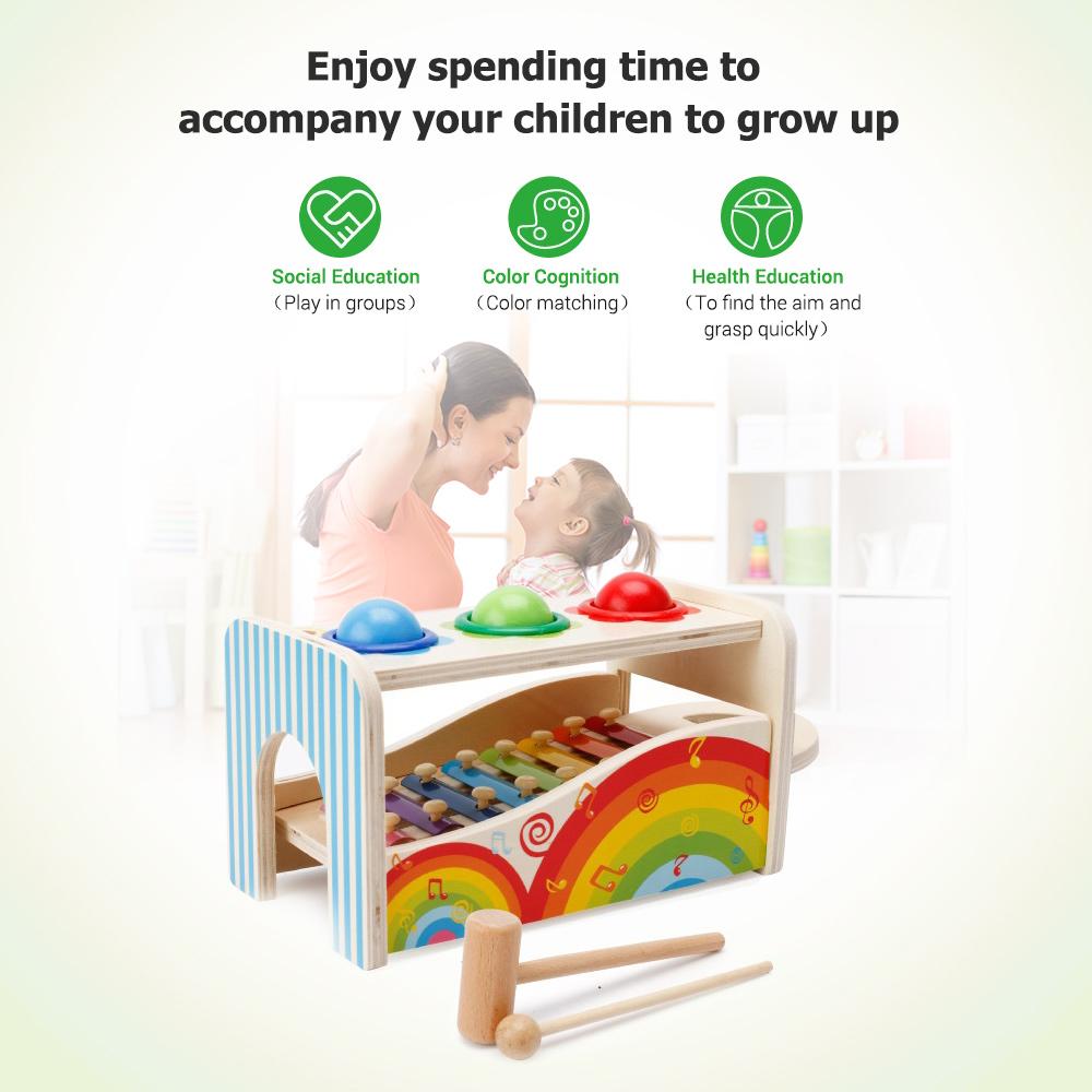 

Multifunctional Educational Knock Ball Music Toys Pound A Ball Toy with Slide Out Xylophone Mallets for Children