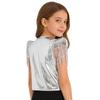 Boys Sequined Patchwork Vest Tassels Cap Sleeves V Neckline Stage Performance Waistcoat