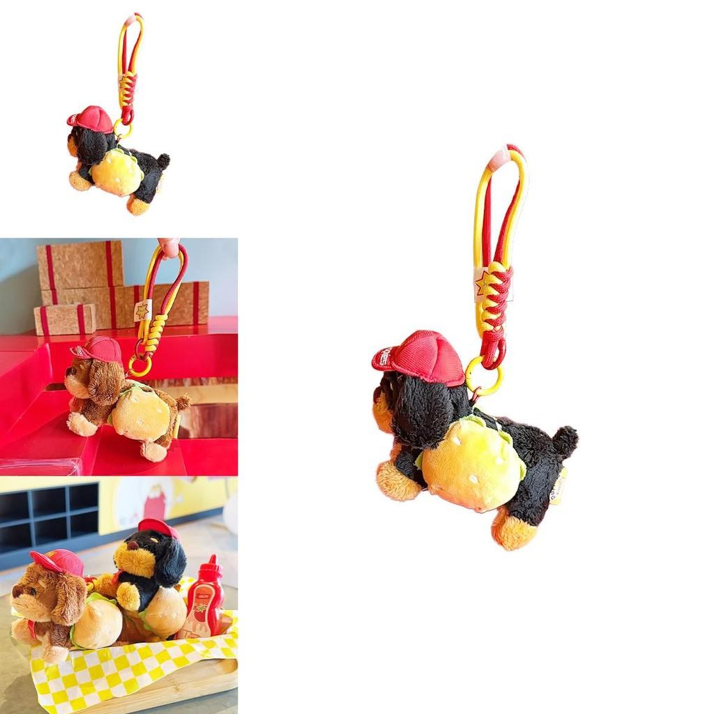 Original Plush Sausage Dog Hamburger Keychain With Soft Cartoon Style Design