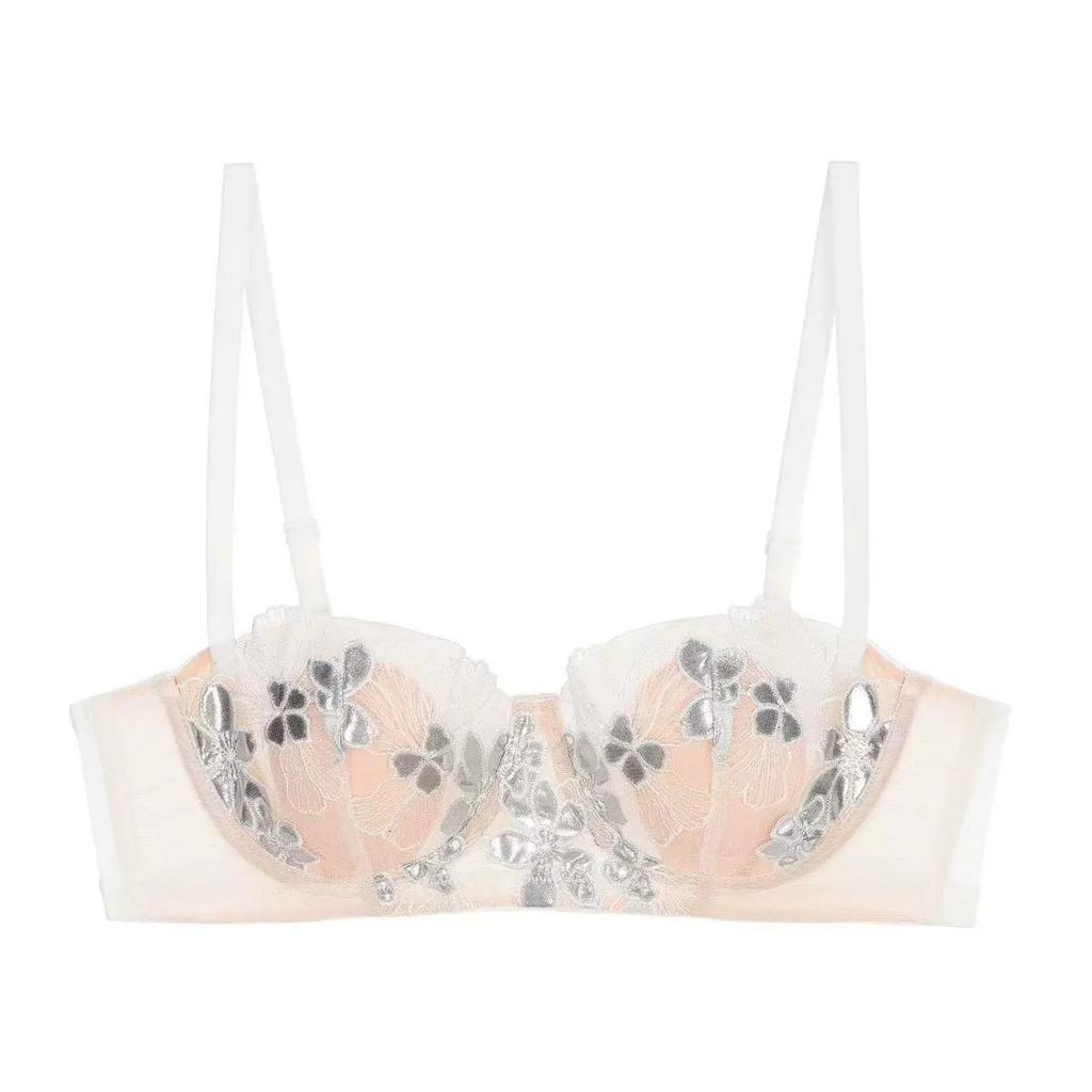 Französisches Sexy Spitzen-Dessous-Set, Atmungsaktives Minimizer-BH-Set mit Hasenohren-Cups für Übergroße Frauen mit großem Busen