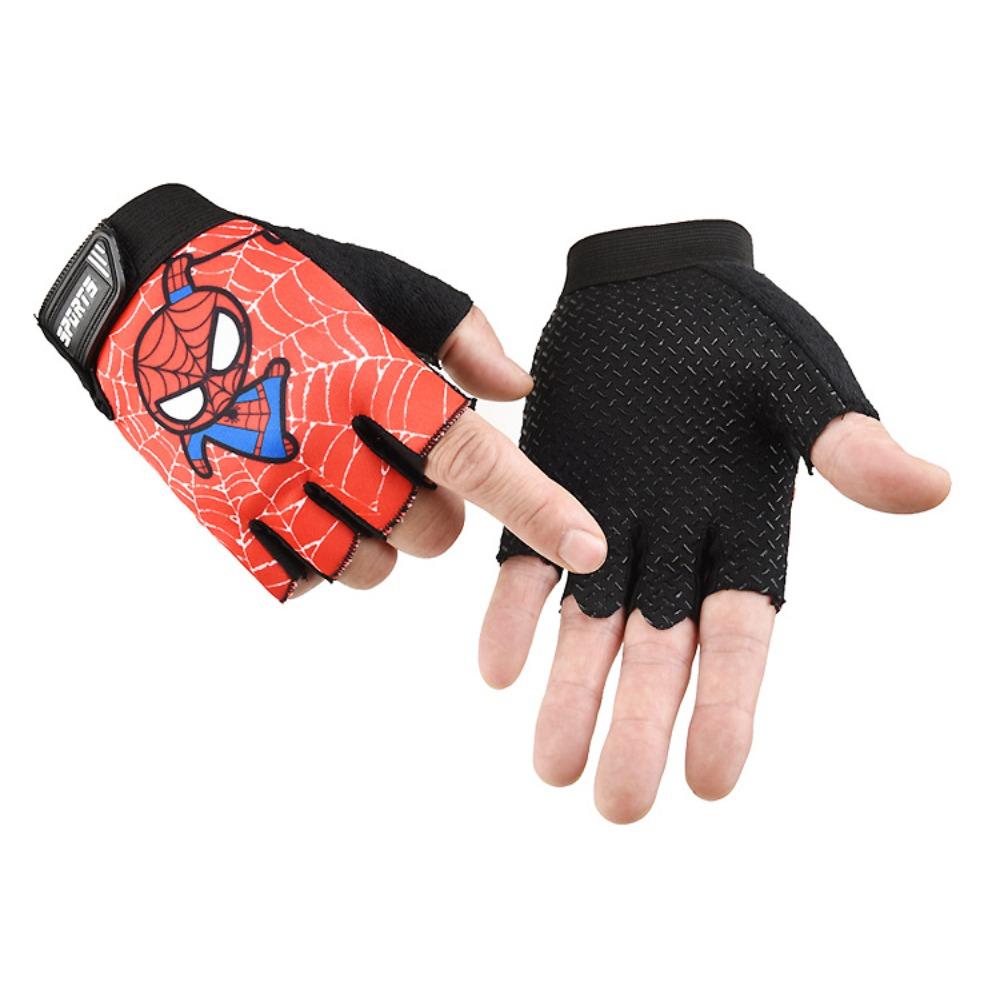

Children s sports half finger cycling non-slip breathable thin outdoor sports mountaineering bare finger children s gloves men and women 6-9 years old красный