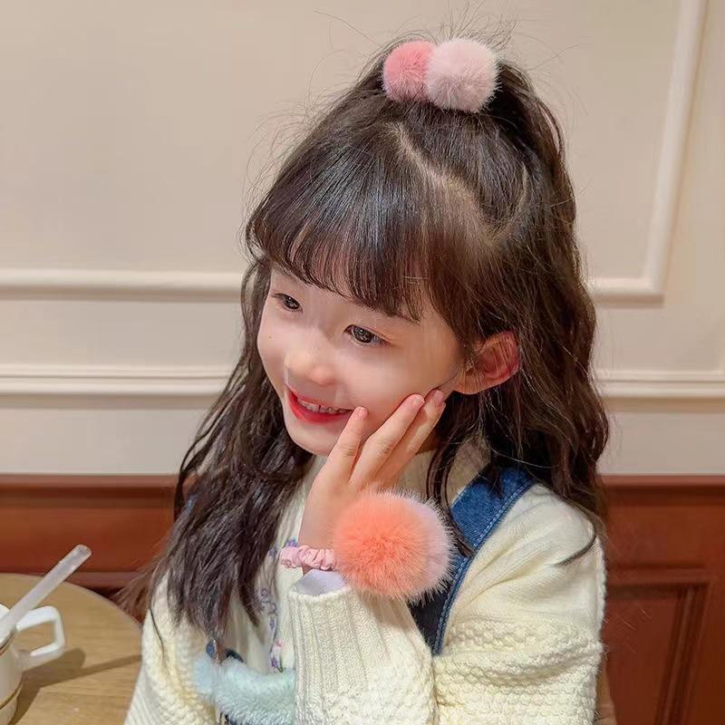 Autumn/Winter Plush Ball Hair Tie - Korean Style Princess Girl Fur Headband