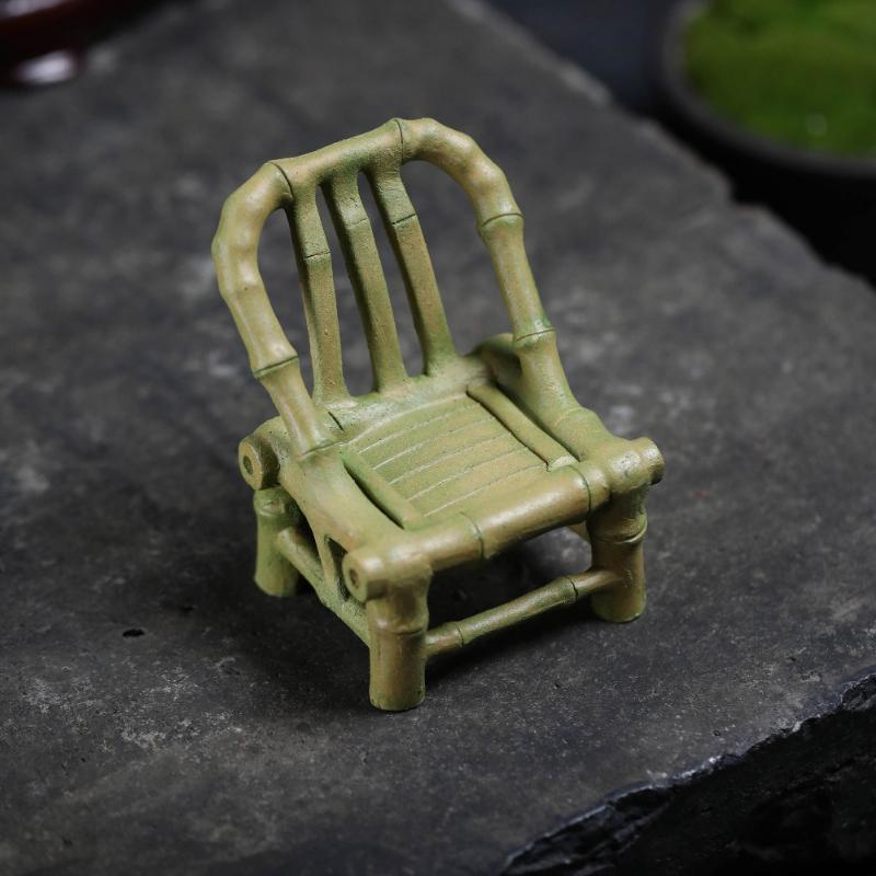 Handmade Zisha Purple Clay Mini Bamboo Chair Tea Pet Figurine Bamboo Joint Tea Coaster Holder for Gongfu Tea Table DecorOrnament