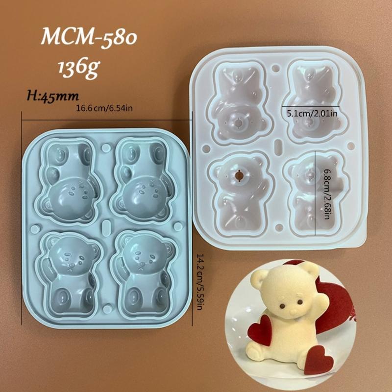 Silicone Bear Mold for Valentines Day Cake Chocolate Mousse Candy Baking Mould High Temperatures Resistant Dessert Molds