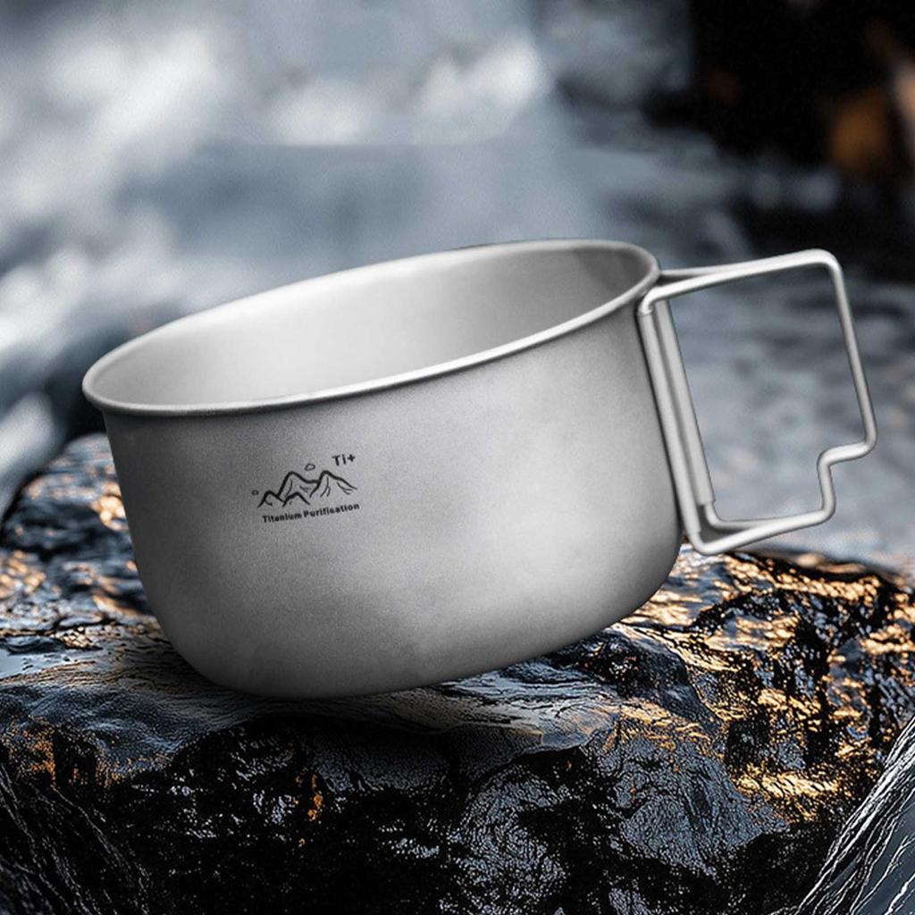 Titanium Camping Pot Multi-Functional Foldable Camping Soup Pot Reusable Lightweight Food Container for Hiking Mountaineering