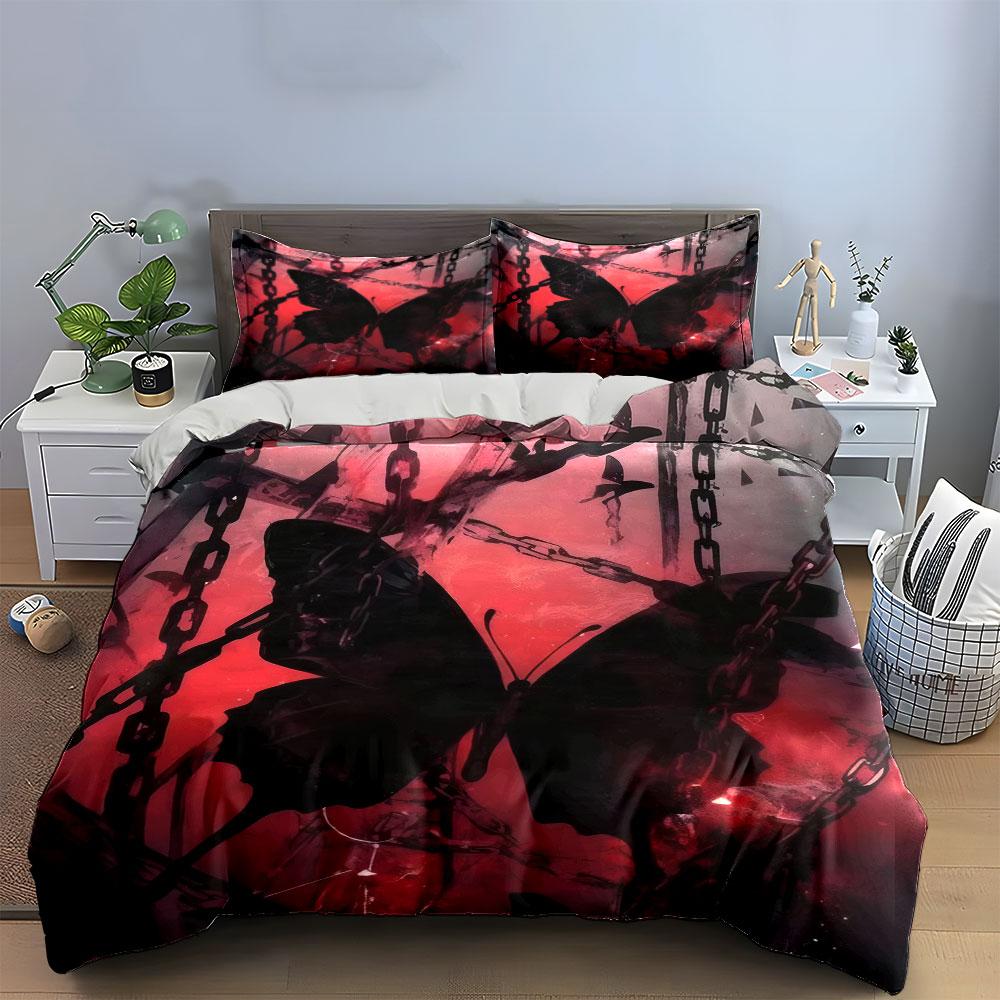 Conjunto de Decoración Artística de Mariposa Gótica Juego de Ropa de Cama con 1 Funda de Edredón 2 Fundas de Almohada Individual Doble King Queen, Regalo